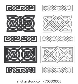 Vector celtic horizontal knot. Ethnic ornament. Geometric designs set