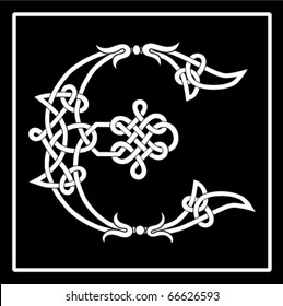 Vector of a Celtic Knot-work Capital Letter E