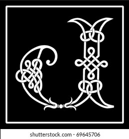 Vector of a Celtic Knot-work Capital Letter J