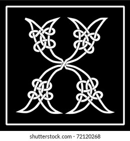 Vector of a Celtic Knot-work Capital Letter X