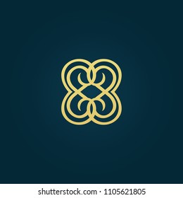 Vector celtic luxury curve logo design. Round gold ornate frame. Vintage premium design vector element. Emblem luxury beauty spa, cosmetics, hotel, restaurant. Wedding elegant outline frame.