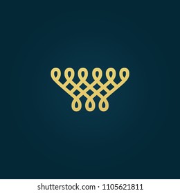 Vector celtic luxury curve logo design. Round gold ornate frame. Vintage premium design vector element. Emblem luxury beauty spa, cosmetics, hotel, restaurant. Wedding elegant outline frame.