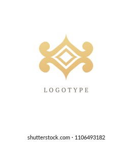 Vector celtic luxury curve logo design. Ornate frame. Vintage premium design vector element. Emblem luxury beauty spa, cosmetics, jewelry, hotel, restaurant.