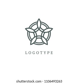 Vector celtic luxury curve logo design. Round ornate frame. Vintage premium design vector element. Emblem luxury beauty spa, cosmetics, hotel, restaurant. Wedding elegant outline frame.