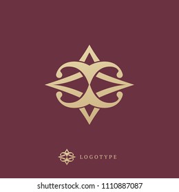 Vector celtic luxury curve logo design. Polygon ornate frame. Vintage premium design vector element. Emblem luxury beauty spa, cosmetics, jewelry, hotel, restaurant.