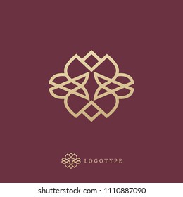 Vector celtic luxury curve logo design. Polygon ornate frame. Vintage premium design vector element. Emblem luxury beauty spa, cosmetics, jewelry, hotel, restaurant.