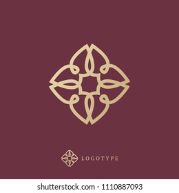 Vector celtic luxury curve logo design. Polygon ornate frame. Vintage premium design vector element. Emblem luxury beauty spa, cosmetics, jewelry, hotel, restaurant.