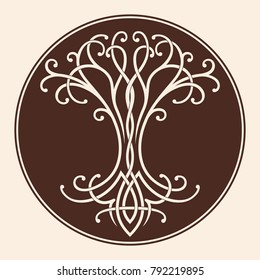 Vector Celtic national drawing a tree of life in a circle.