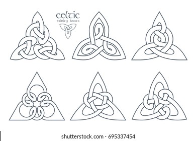 Vector celtic trinity knot part 1. Ethnic ornament. Geometric design. Vector illustration set