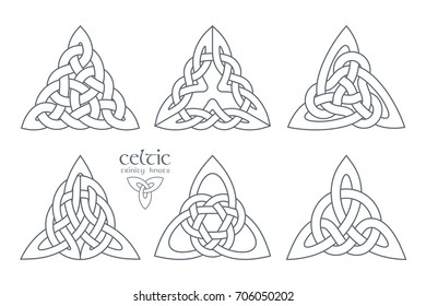 Vector celtic trinity knot part 3. Ethnic ornament. Geometric design. Vector illustration set