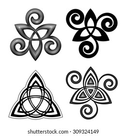 Vector celtic triskel symbols set