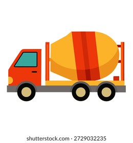 Vector de camión mezclador de cemento sobre fondo blanco.