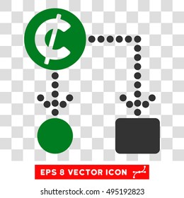 Vector Cent Cashflow EPS vector pictogram. Illustration style is flat iconic bicolor green and gray symbol on a transparent background.