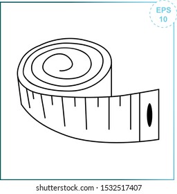 Vector centimeter icon for measuring body volume. Body weight control.