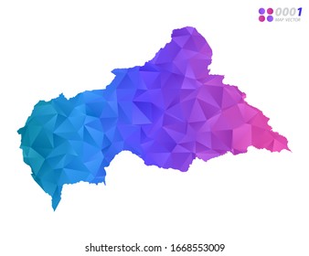 Mosaico triángulo de polígono colorido en mapa centroafricano con fondo blanco. degradado de estilo.