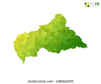 Vector Central African map green and yellow polygon triangle mosaic with white background. style gradient.