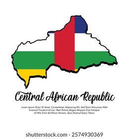 Vector Central African Republic flag or map banner Central African Republic flag with white background Vector illustration design Central African Republic independence day banner design 