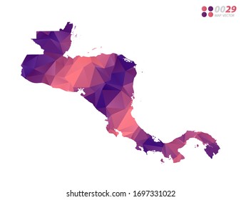 Vector of Central America map colorful polygon red triangle mosaic with white background. style gradient.