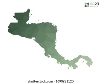 Vector of Central America map green polygon triangle mosaic with white background. style gradient.