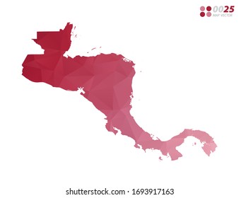 Vector of Central America map red polygon triangle mosaic with white background. style gradient.