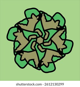 vector ceramic motif design in various colors with green background
