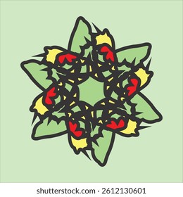 vector ceramic motif design in various colors with green background