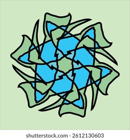 vector ceramic motif design in various colors with green background