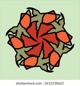 vector ceramic motif design in various colors with green background