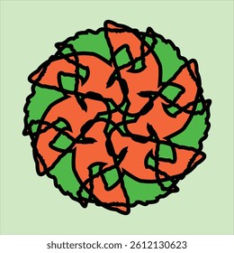 vector ceramic motif design in various colors with green background