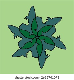 vector ceramic motif design in various colors with green background