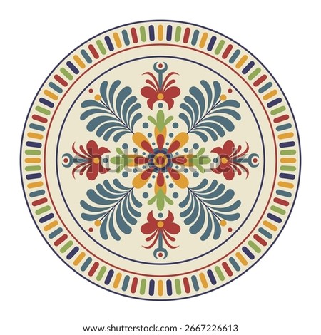 Vector ceramic plate with decorative and ornament pattern. Cultural object design on transparent background