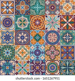 Vector ceramic portuguese tiles seamless pattern background