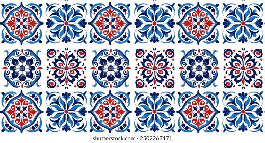 Vector ceramic portuguese tiles seamless pattern background