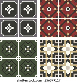 Vector ceramic tiles with seamless pattern