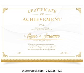 Vector certificate of achievement, appreciation template simple stylish diploma design template 