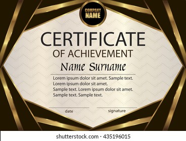 Vector certificate of achievement or diploma template. Award winner. Reward. Winning the competition. The text on a separate layer.
