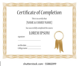 (vector) Certificate of Completion Template