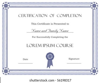 (vector) Certificate of Completion Template