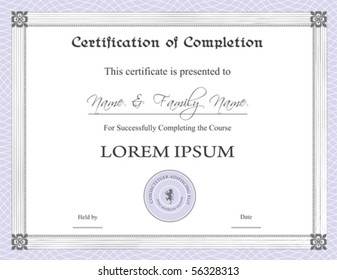 Vector: Certificate of Completion Template