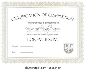 Vector: Certificate Of Completion Template