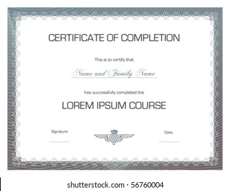 Vector: Certificate of Completion Template