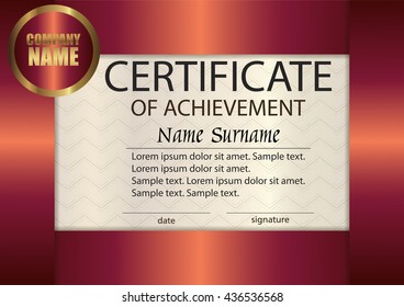 Vector certificate or diploma template. Award winner. Reward. Winning the competition. The text on a separate layer.