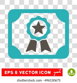 Vector Certificate EPS vector icon. Illustration style is flat iconic bicolor grey and cyan symbol on a transparent background.