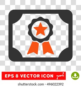 Vector Certificate EPS vector pictogram. Illustration style is flat iconic bicolor orange and gray symbol on a transparent background.