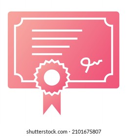 Diseño de iconos de gradiente de glifo de certificado de vector
