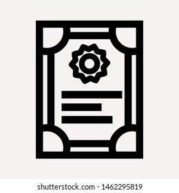 Vector certificate icon. Achievement, award, grant, diploma concepts. Premium quality graphic design elements. Modern sign, linear pictogram, object, outline symbol, simple thin line icon