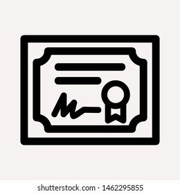 Vector certificate icon. Achievement, award, grant, diploma concepts. Premium quality graphic design elements. Modern sign, linear pictogram, object, outline symbol, simple thin line icon