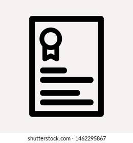 Vector certificate icon. Achievement, award, grant, diploma concepts. Premium quality graphic design elements. Modern sign, linear pictogram, object, outline symbol, simple thin line icon