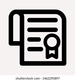 Vector certificate icon. Achievement, award, grant, diploma concepts. Premium quality graphic design elements. Modern sign, linear pictogram, object, outline symbol, simple thin line icon