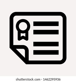 Vector certificate icon. Achievement, award, grant, diploma concepts. Premium quality graphic design elements. Modern sign, linear pictogram, object, outline symbol, simple thin line icon
